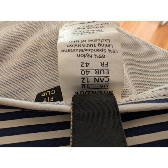 Niptuck Swim Blue White Striped Ruched One-Piece Swimsuit Adjustable Size 12 - Picture 5 of 5